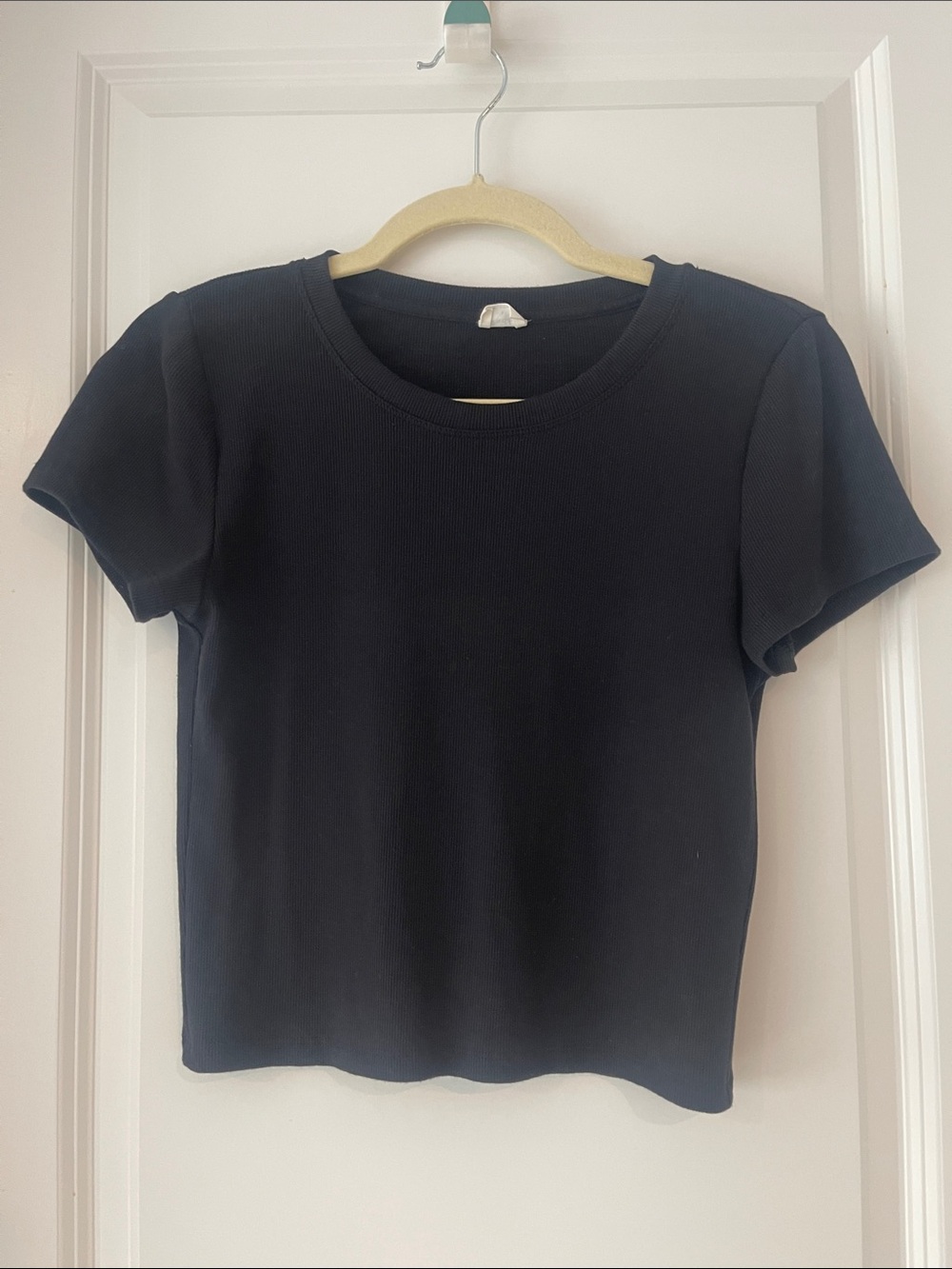 Women's Wilfred Free Black Short Sleeve Ribbed Tee